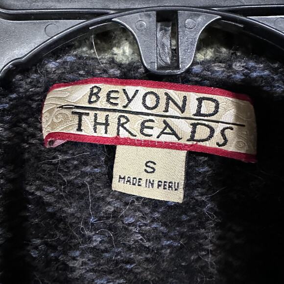 Beyond Threads Cardigan Sweater Womens Small Gray Blue Alpaca Silk Belted Knit - Picture 6 of 10